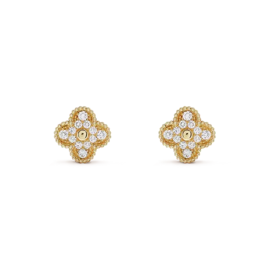 [Stars Jewelry]CLOVER MEDIUM 1 MOTIFS FUll DIAMOND EARRINGS