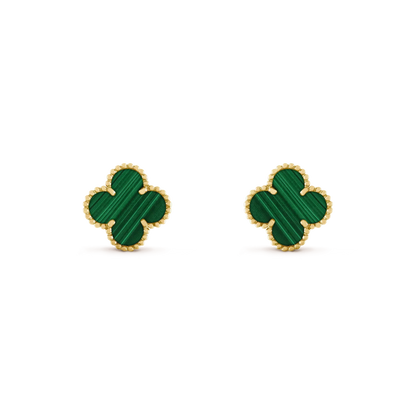 [Stars Jewelry]CLOVER MEDIUM 1 MOTIFS MALACHITE  EARRINGS