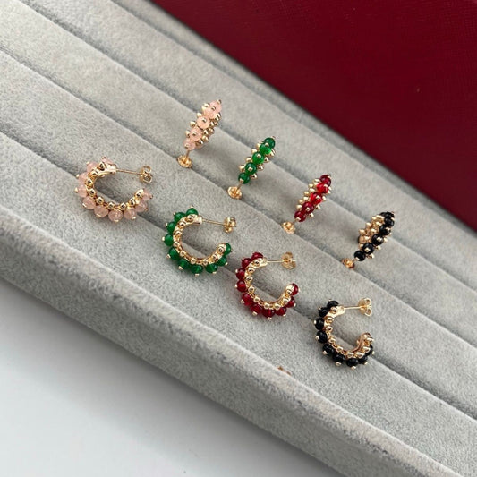 [Stars Jewelry]NEW COLORED GEMSTONE COLLECTION SMALL HOOP EARRINGS