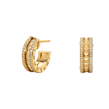 [Stars Jewelry]ZERO 1 ROCK GOLD EARRINGS WITH STUDDED SPIRAL AND PAVED DIAMONDS
