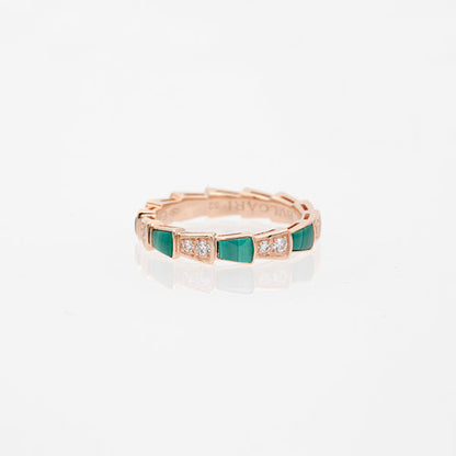[Stars Jewelry]SERPENTI RING PINK GOLD MALACHITE DIAMOND 3MM