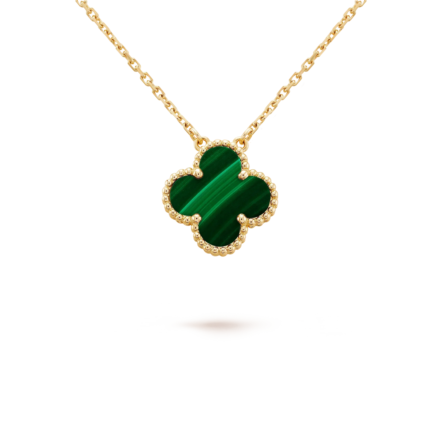 [Stars Jewelry]CLOVER 15MM MALACHITE SINGLE FLOWER  NECKLACE