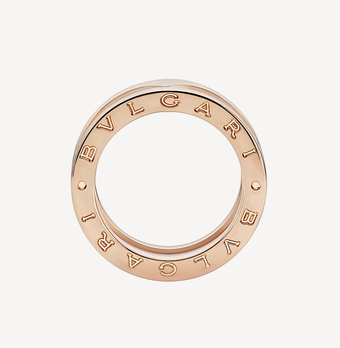 [Stars Jewelry]ZERO 1 TWO-BAND LOOPS AND WHITE CERAMIC SPIRAL PINK GOLD RING