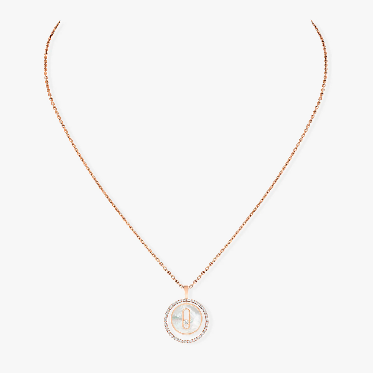 [Stars Jewelry]LUCKY MOVE 1 DIAMOND WHITE MOTHER OF PEARL PINK GOLD DIAMOND NECKLACE