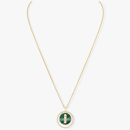 [Stars Jewelry]LUCKY MOVE 3 DIAMOND MALACHITE GOLD DIAMOND NECKLACE