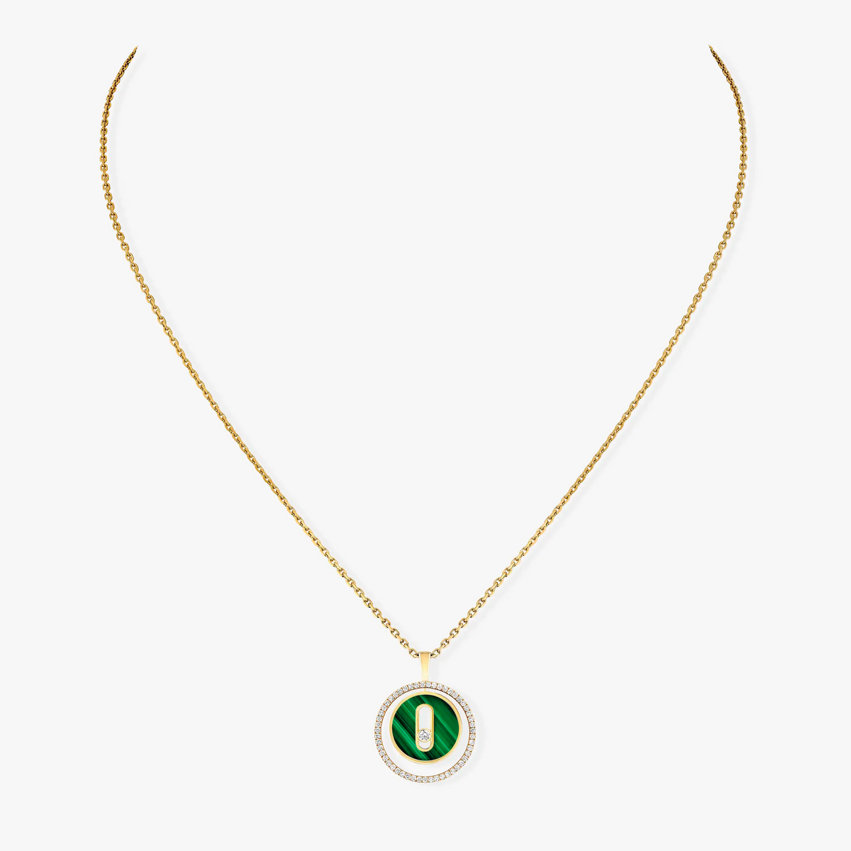 [Stars Jewelry]LUCKY MOVE 1 DIAMOND MALACHITE GOLD DIAMOND NECKLACE