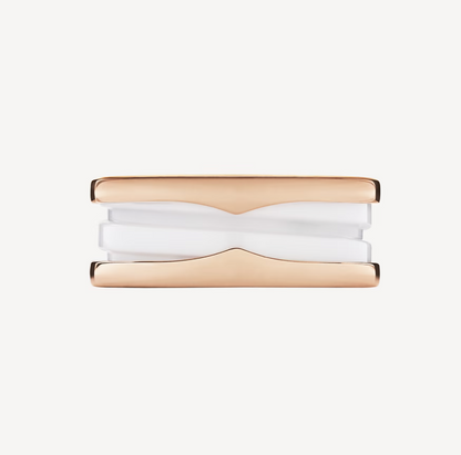 [Stars Jewelry]ZERO 1 TWO-BAND LOOPS AND WHITE CERAMIC SPIRAL PINK GOLD RING