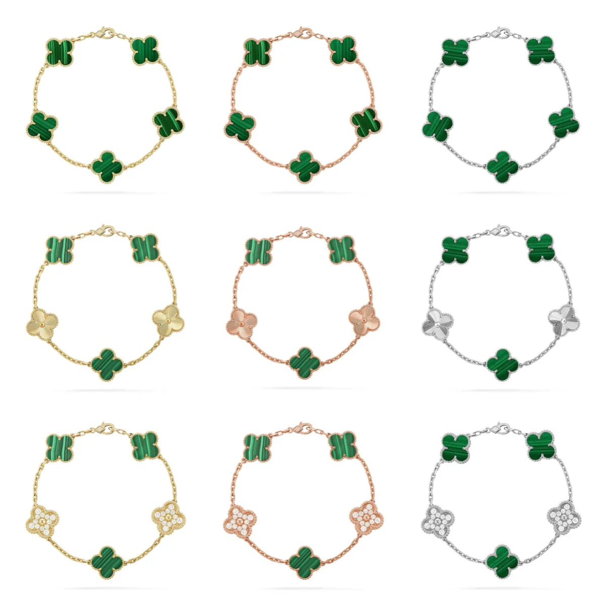 [Stars Jewelry] CLOVER 5 MOTIF MALACHITE BRACELET COLLECTION