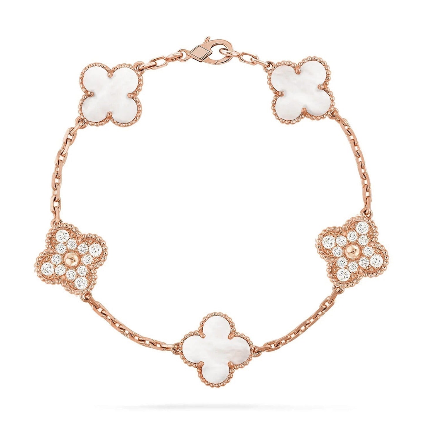[Stars Jewelry]CLOVER WHITE PEARL MOP 5 MOTIF BRACELET COLLECTION