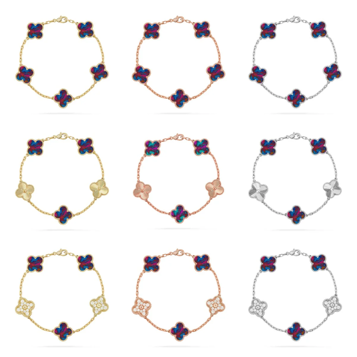 [Stars Jewelry]CLOVER 5 MOTIF COLOR GEMSTONES BRACELET COLLECTION
