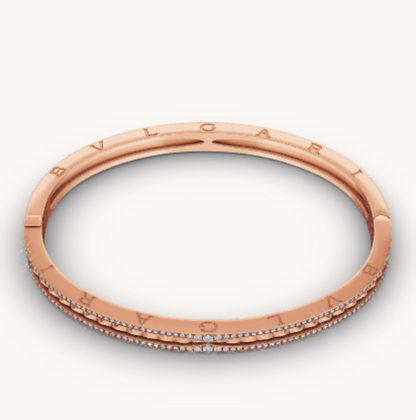 [Stars Jewelry]ZERO 1 SPIRAL AND PAVED DIAMOND PINK GOLD BRACELET