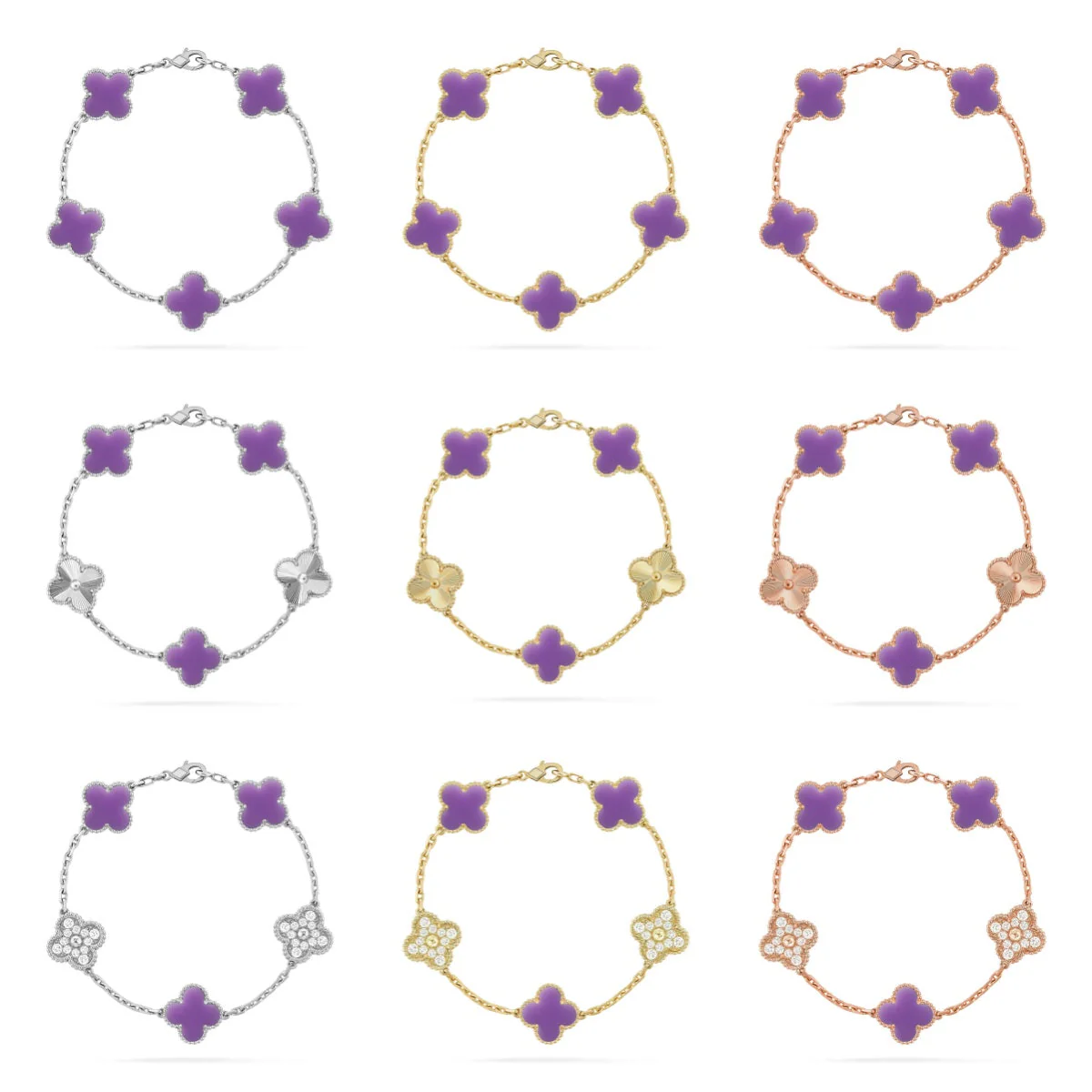 [Stars Jewelry]CLOVER 5 MOTIF LIGHT PURPLE BRACELET COLLECTION