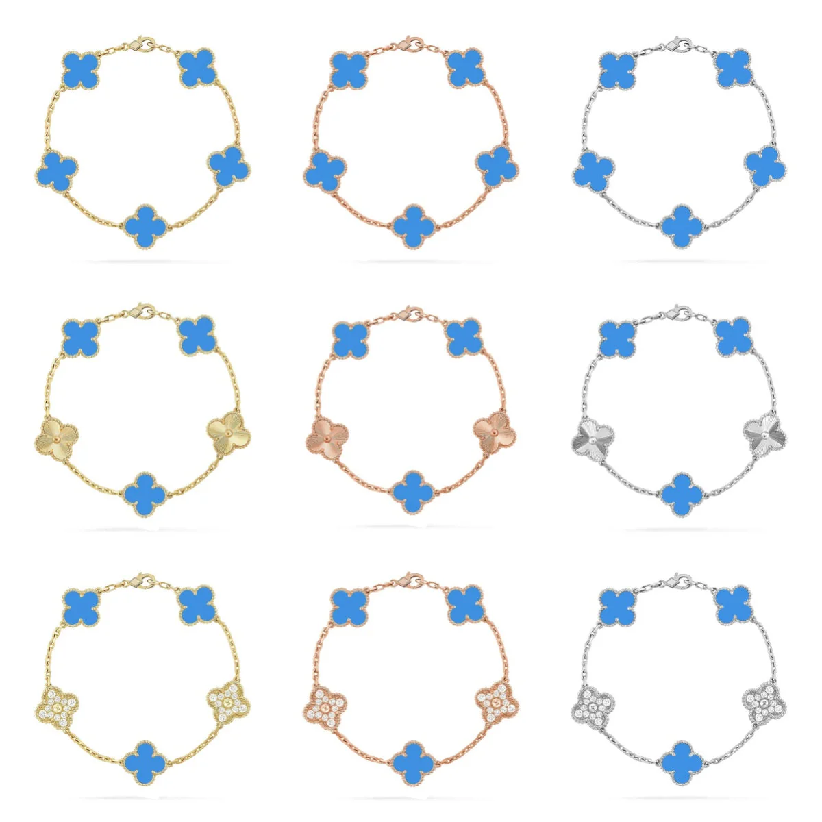 [Stars Jewelry] CLOVER 5 MOTIF BLUE AGATE BRACELET COLLECTION