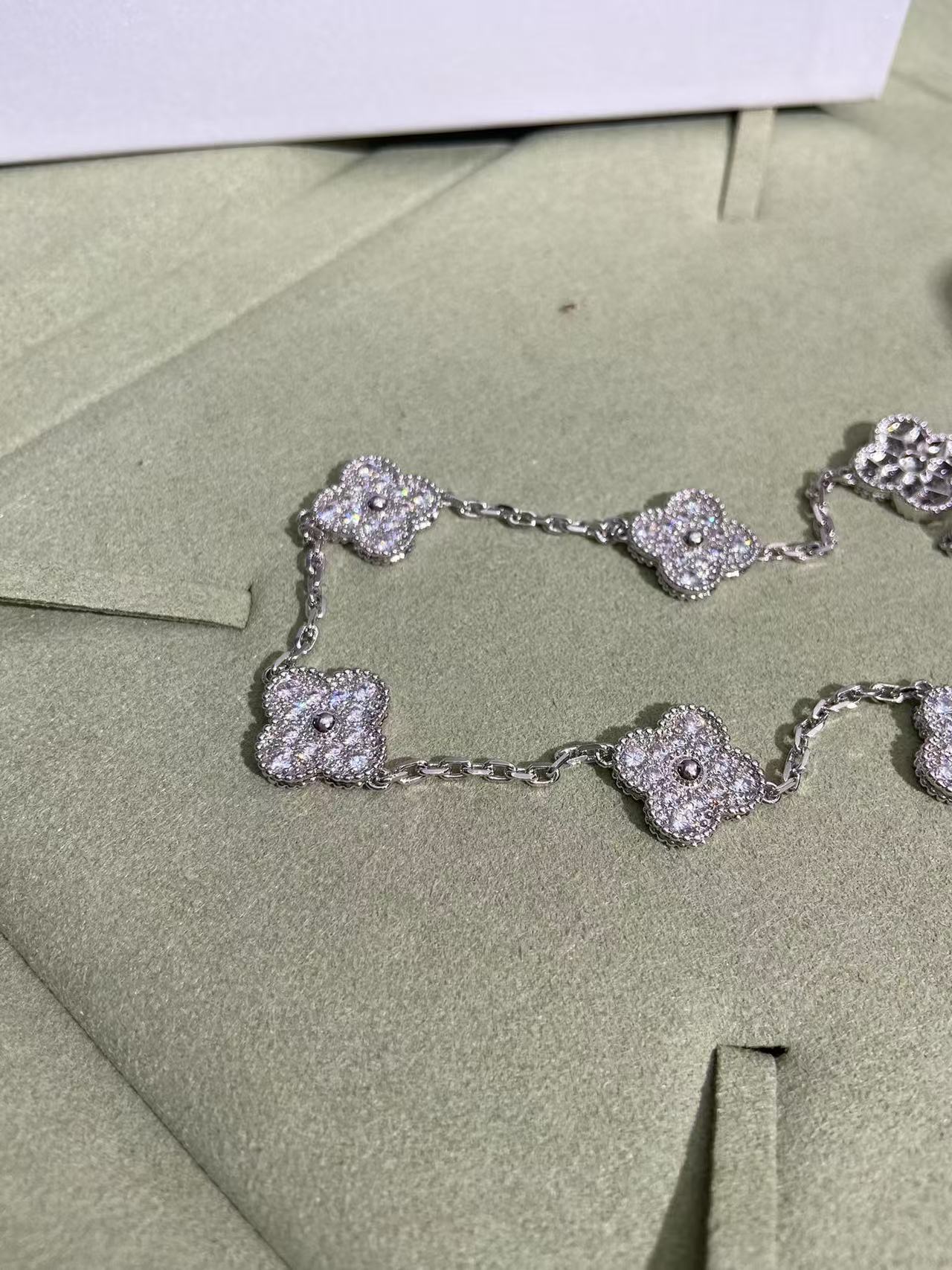 [Stars Jewelry]CLOVER 10 MOTIFS  FULL DIAMOND NECKLACE