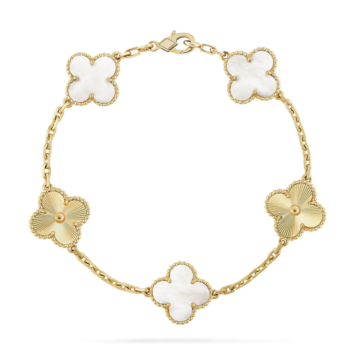[Stars Jewelry]CLOVER WHITE PEARL MOP 5 MOTIF BRACELET COLLECTION