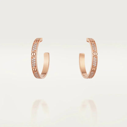 [Stars Jewelry]LOVE DIAMOND PINK GOLD HOOP EARRINGS