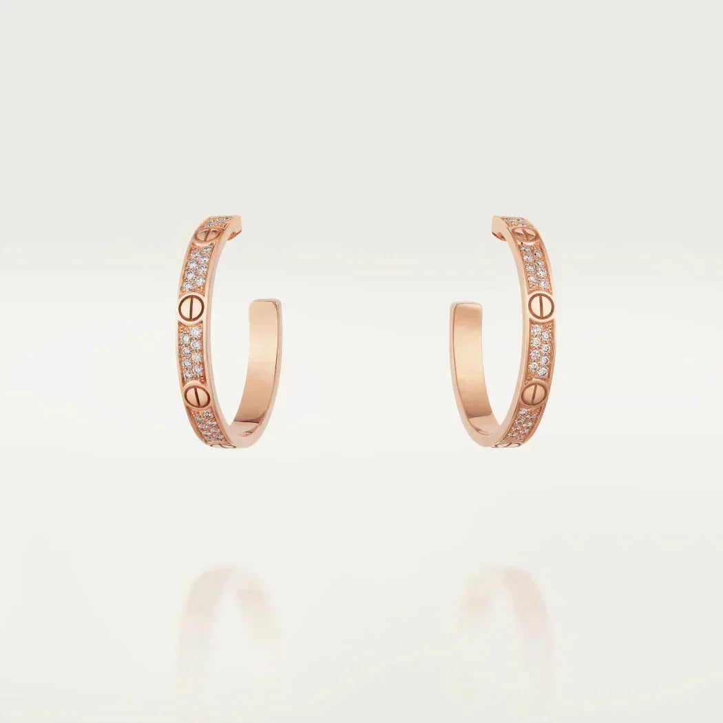 [Stars Jewelry]LOVE EARRINGS 3.6MM DIAMOND PAVED