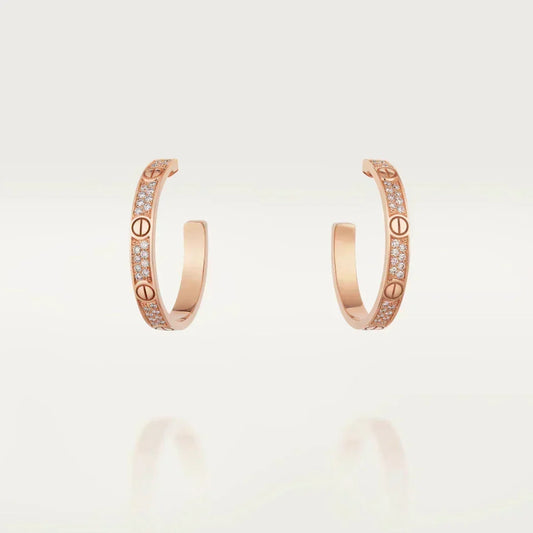 [Stars Jewelry]LOVE EARRINGS 3.6MM DIAMOND PAVED
