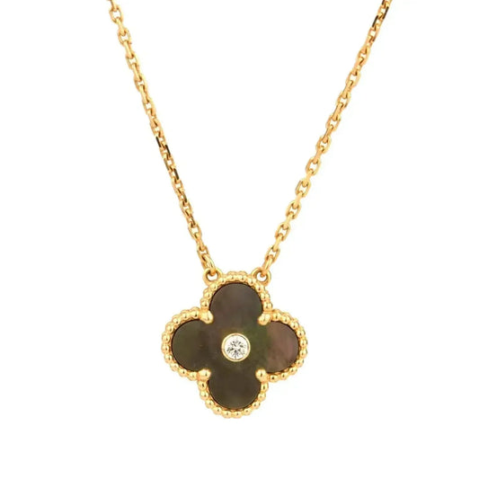 [Stars Jewelry]CLOVER 15MM DIAMOND AND MOTHER-OF-GREY NECKLACE