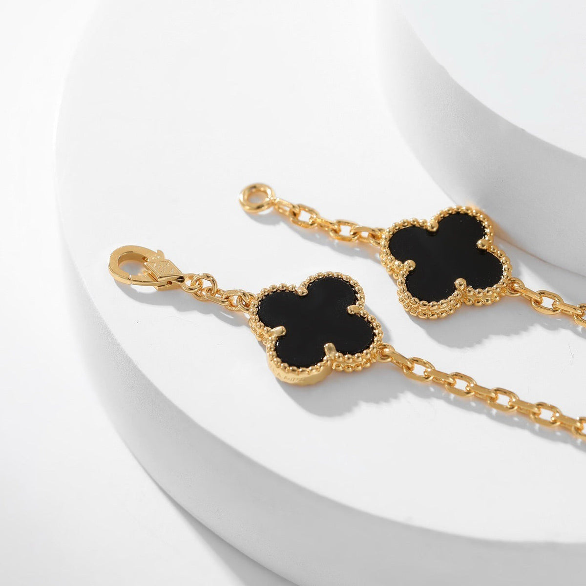 [Stars Jewelry]CLOVER 10 MOTIFS ONYX NECKLACE