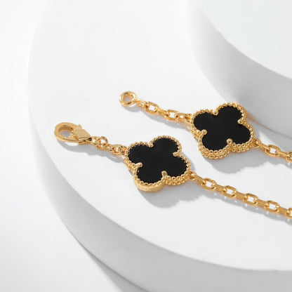 [Stars Jewelry]CLOVER 10 MOTIFS ONYX NECKLACE