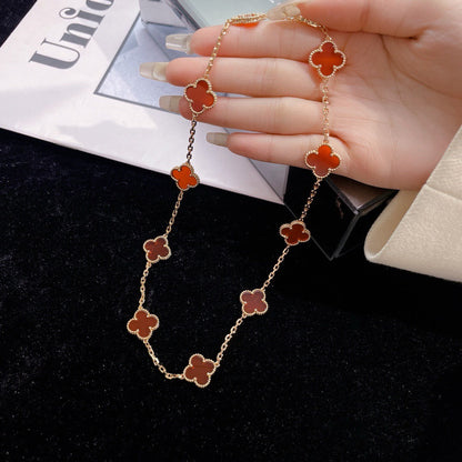[Stars Jewelry]CLOVER 10 MOTIFS CARNELIAN NECKLACE