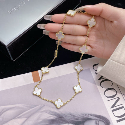 [Stars Jewelry]CLOVER 10 MOTIFS WHITE MOTHER OF PEARL NECKLACE