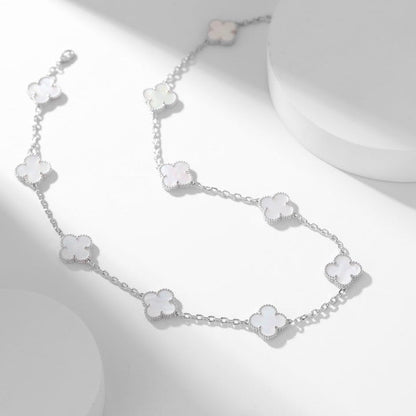 [Stars Jewelry]CLOVER 10 MOTIFS WHITE MOTHER OF PEARL NECKLACE