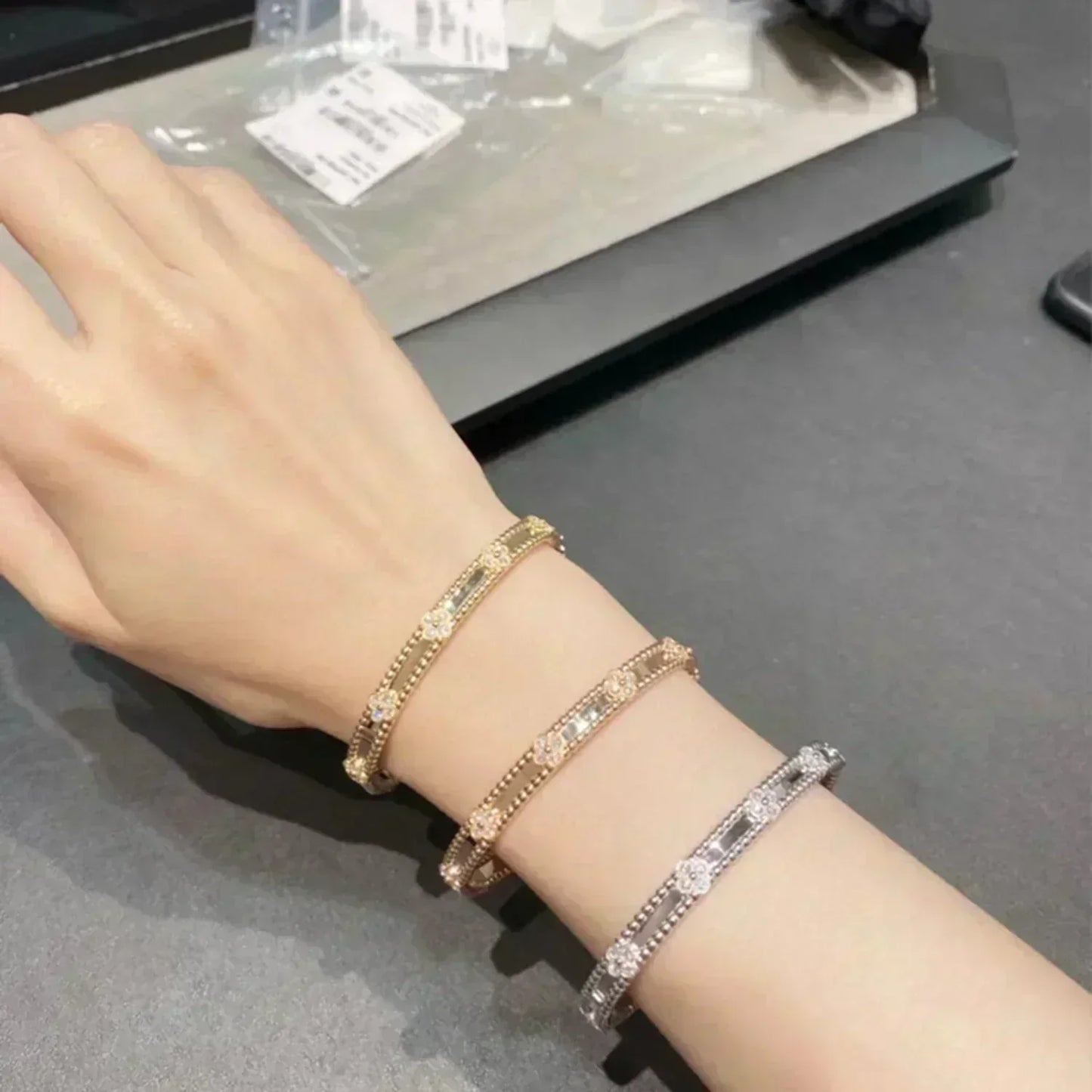 [Stars Jewelry]CLOVER BRACELET 4MM DIAMONDS