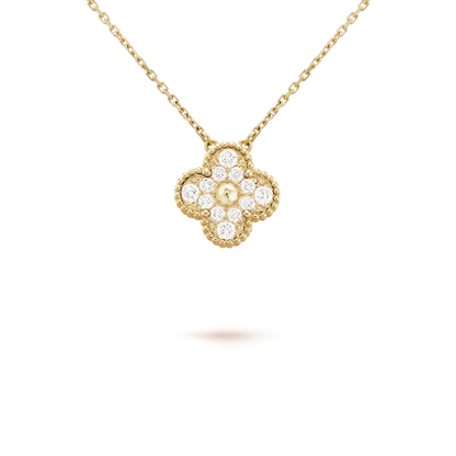 [Stars Jewelry]CLOVER 15MM DIAMOND SINGLE FLOWER NECKLACE