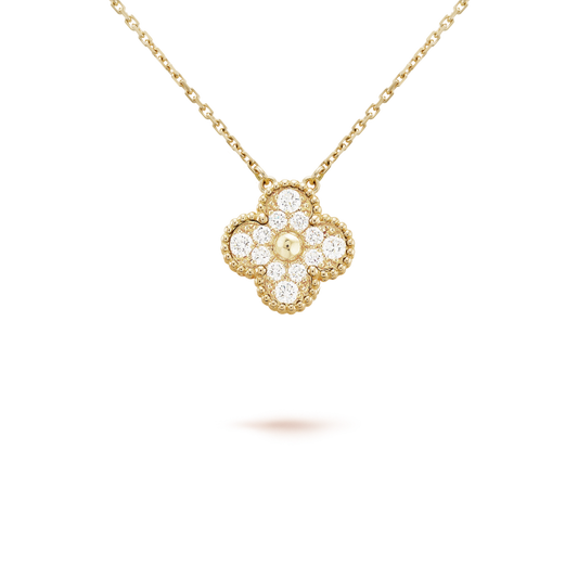 [Stars Jewelry]CLOVER 15MM DIAMOND SINGLE FLOWER NECKLACE