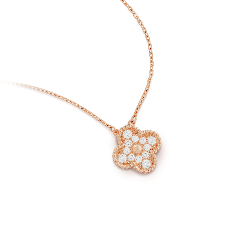 [Stars Jewelry]CLOVER 15MM DIAMOND SINGLE FLOWER NECKLACE