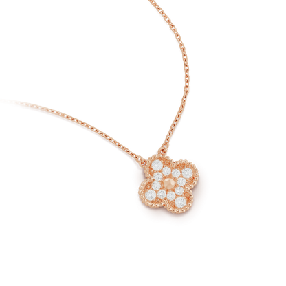 [Stars Jewelry]CLOVER 15MM DIAMOND SINGLE FLOWER NECKLACE