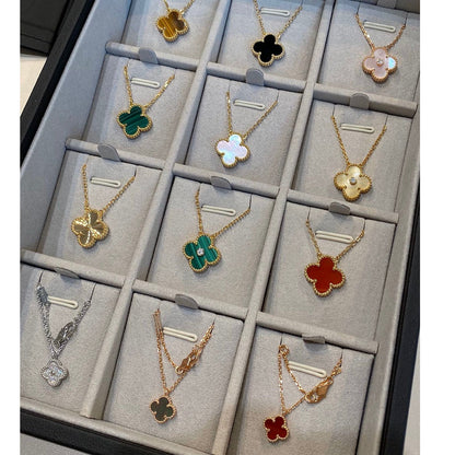 [Stars Jewelry]CLOVER 15MM CARNELIAN SINGLE FLOWER NECKLACE