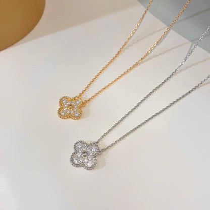 [Stars Jewelry]CLOVER 15MM DIAMOND SINGLE FLOWER NECKLACE