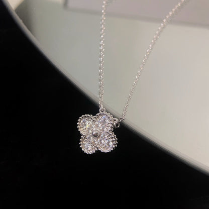 [Stars Jewelry]CLOVER 15MM DIAMOND SINGLE FLOWER NECKLACE