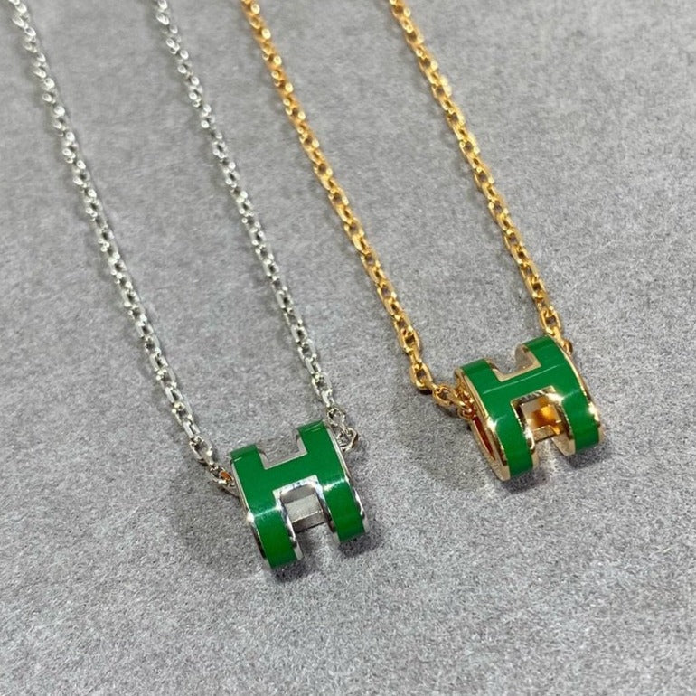 [Stars Jewelry]POP H GREEN NECKLACE SILVER AND GOLD