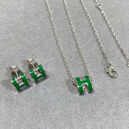 [Stars Jewelry]POP H GREEN NECKLACE SILVER AND GOLD