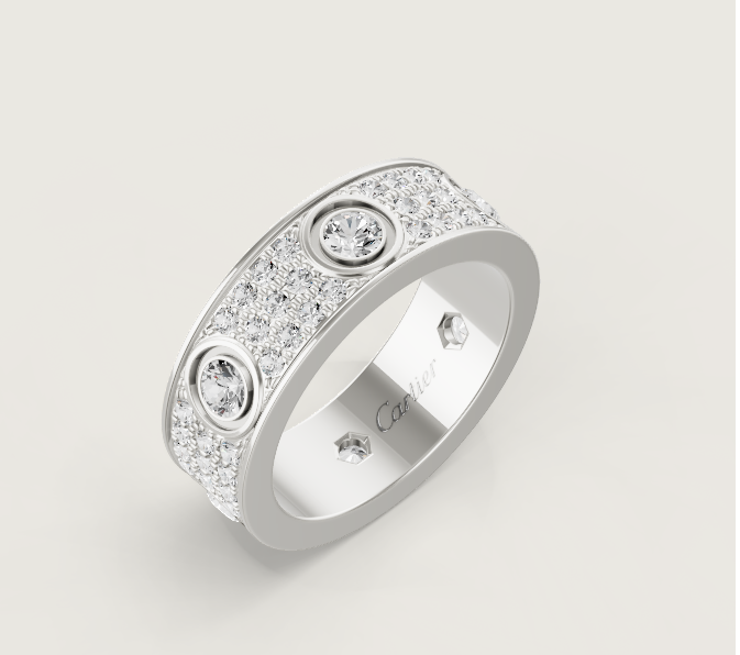 [Stars Jewelry]LOVE RING 6.5MM Full Diamond, 6 Major Diamonds Silver