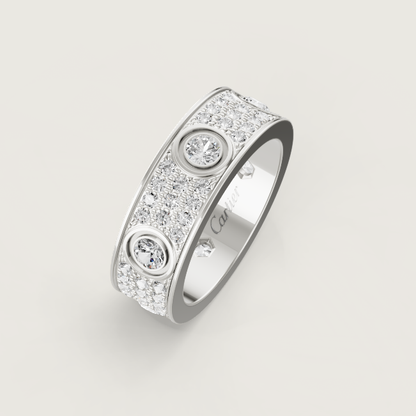 [Stars Jewelry]LOVE RING 6.5MM Full Diamond, 6 Major Diamonds Silver