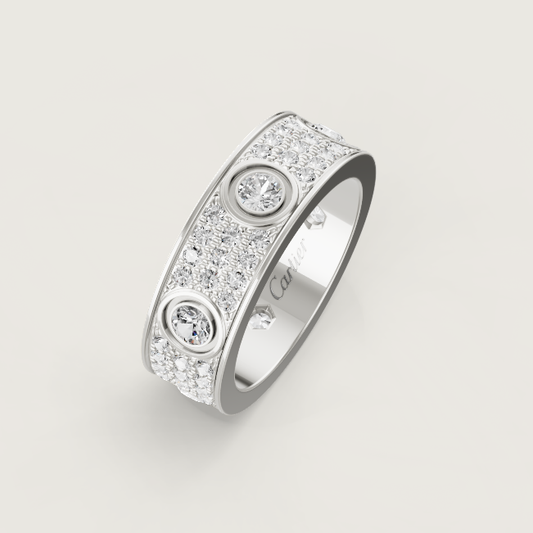 [Stars Jewelry]LOVE RING 6.5MM Full Diamond, 6 Major Diamonds Silver