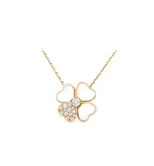 [Stars Jewelry]CLOVER MOP DIAMOND ROSE GOLD NECKLACE