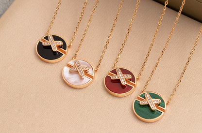 [Stars Jewelry]JEUX DE PINK GOLD DIAMOND NECKLACE