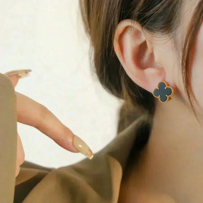 [Stars Jewelry]CLOVER MEDIUM 1 MOTIFS  ONYX STUD EARRINGS
