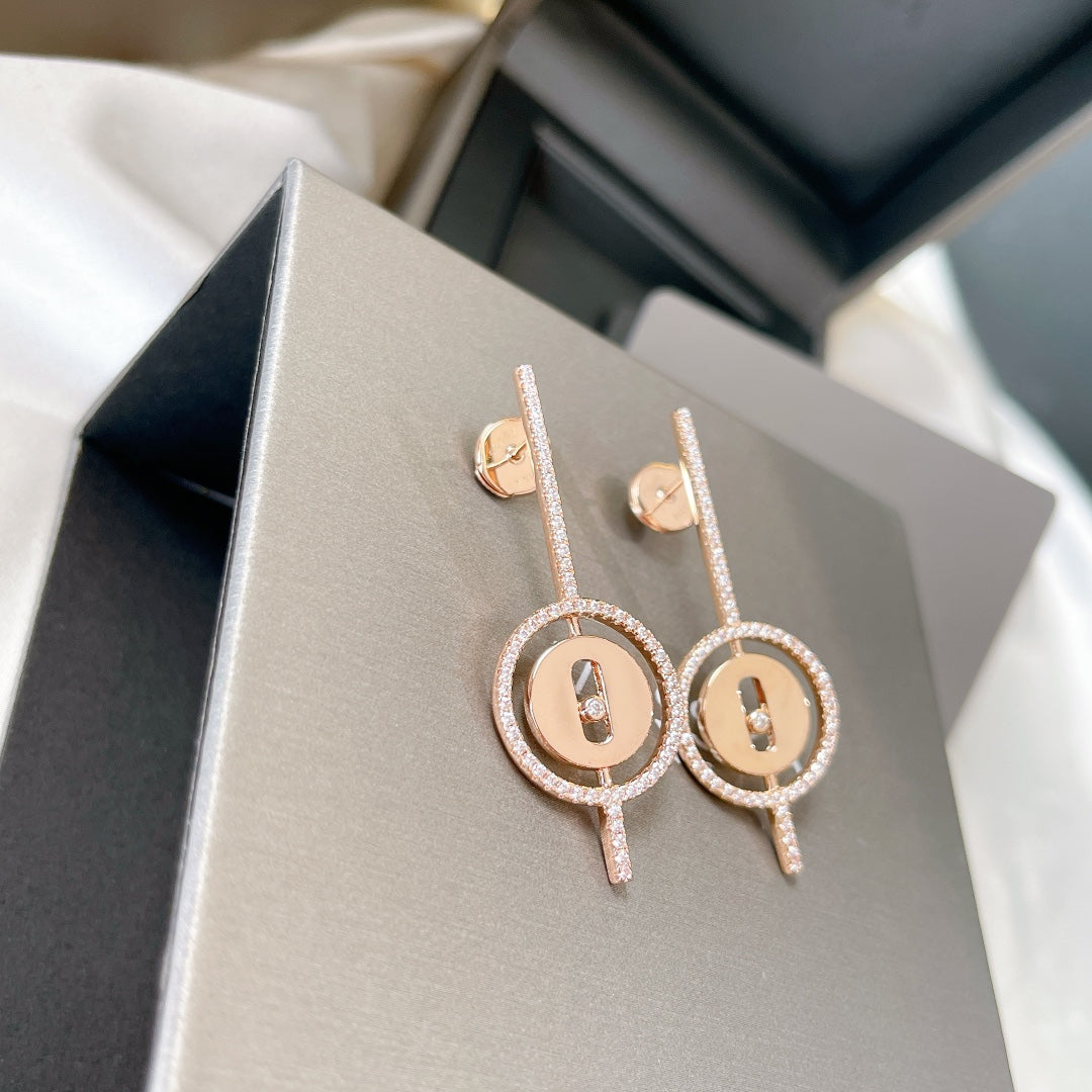 [Stars Jewelry]LUCKY MOVE ARROW PINK GOLD DIAMOND EARRINGS