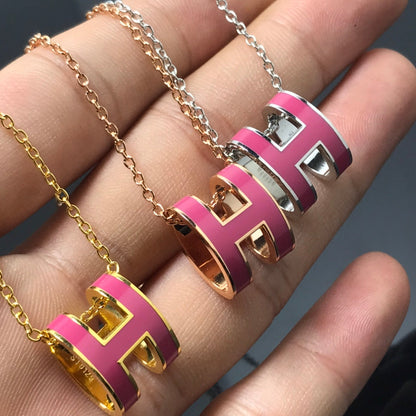 [Stars Jewelry]H NECKLACE PINK