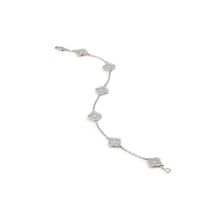 [Stars Jewelry]CLOVER 6 MOTIF SILVER DIAMOND BRACELET