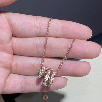 [Stars Jewelry]SERPENTI PINK GOLD NECKLACE DOUBLE RING DIAMOND