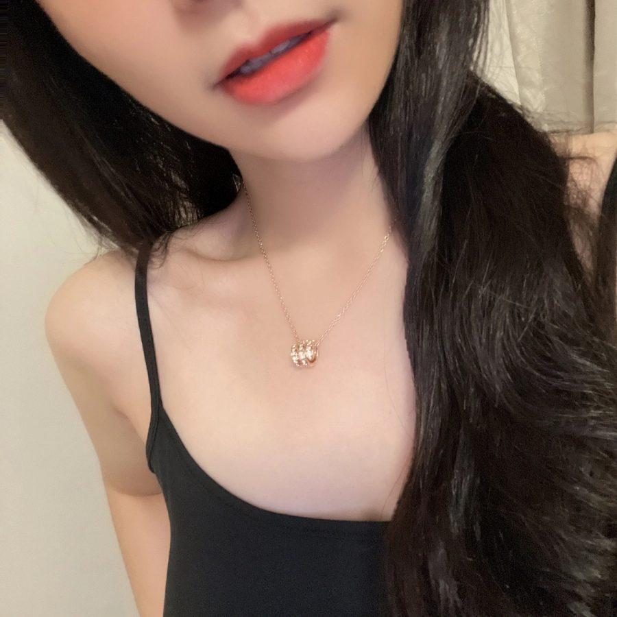 [Stars Jewelry]SERPENTI PINK GOLD NECKLACE DOUBLE RING DIAMOND