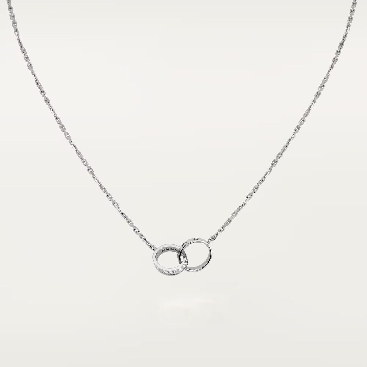[Stars Jewelry]LOVE DOUBLE RING HALF DIAMOND NECKLACE